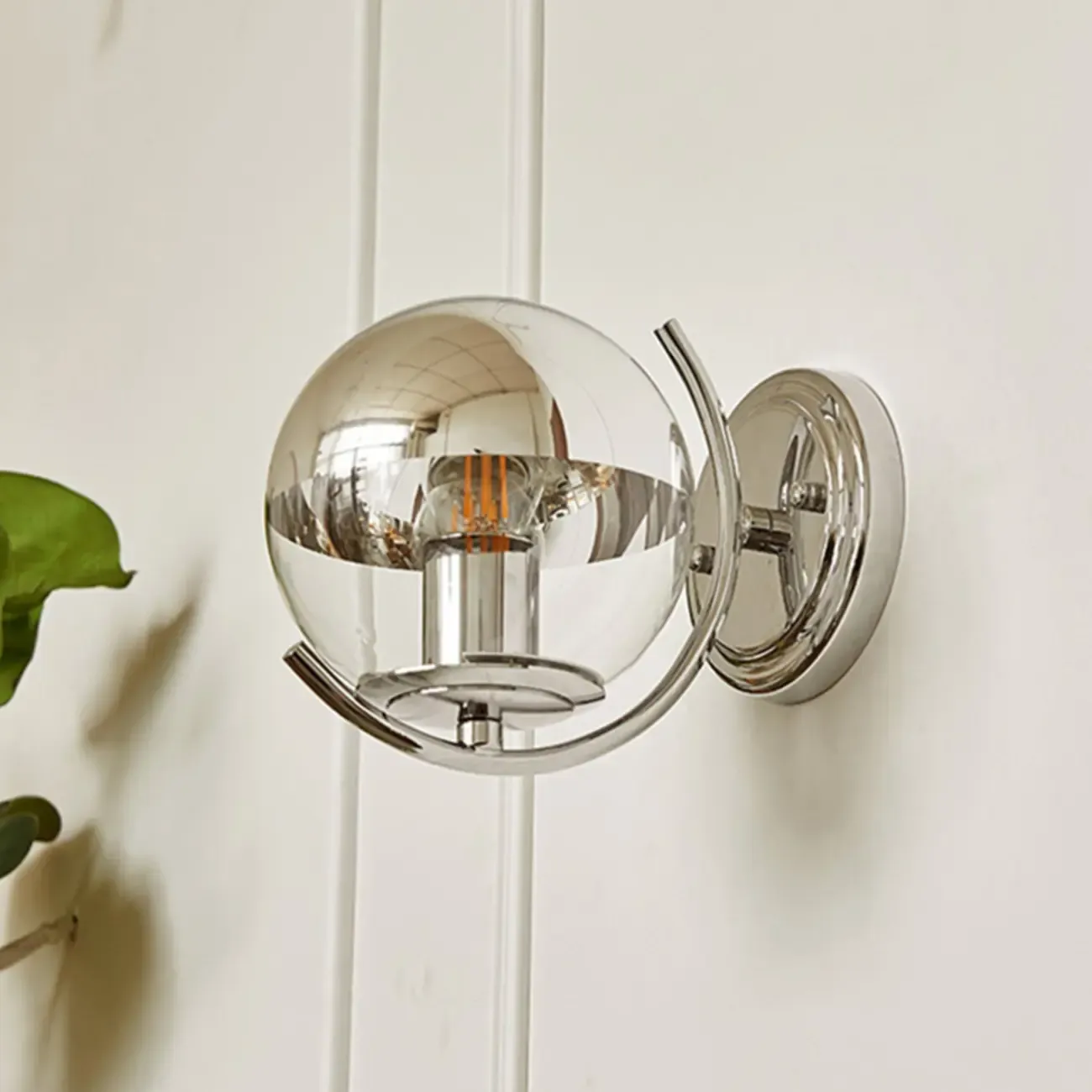Modern Chrome Glass Globe Wall Light for Home Decor Image - 3