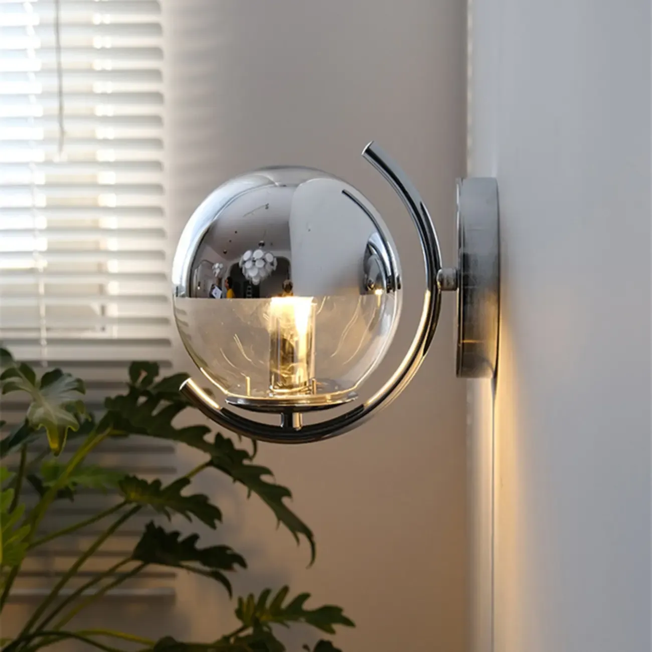 Modern Chrome Glass Globe Wall Light for Home Decor Image - 2