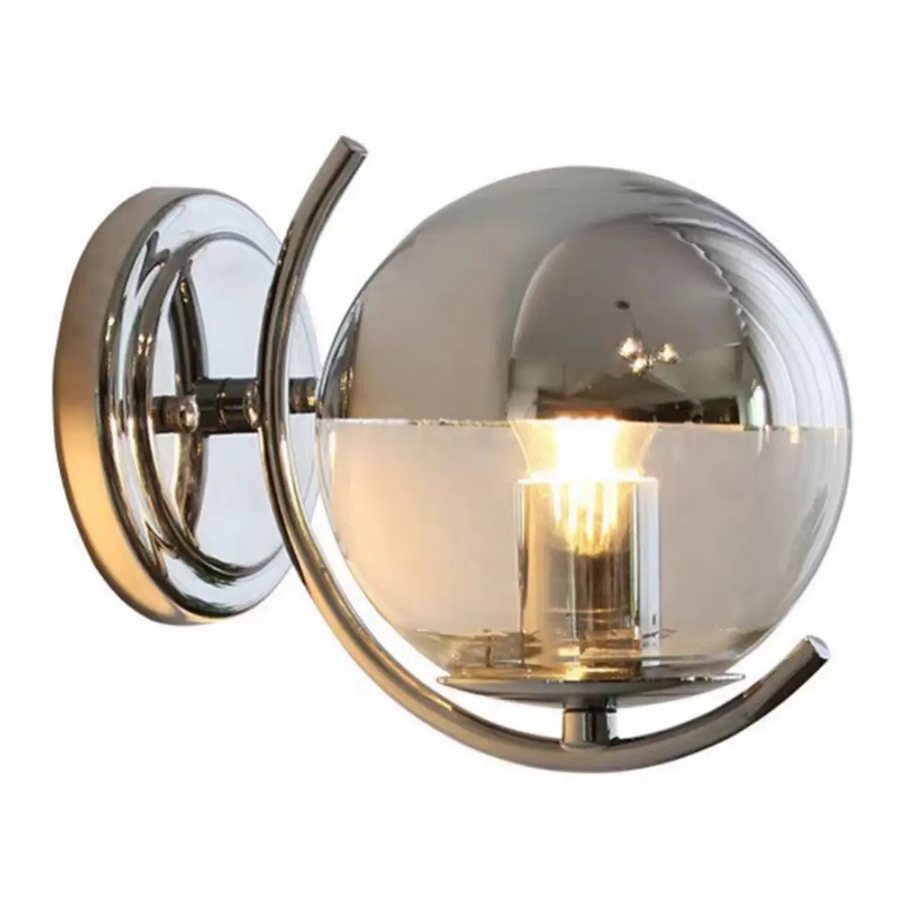 Modern Chrome Glass Globe Wall Light for Home Decor Image - 6 | homeyfad