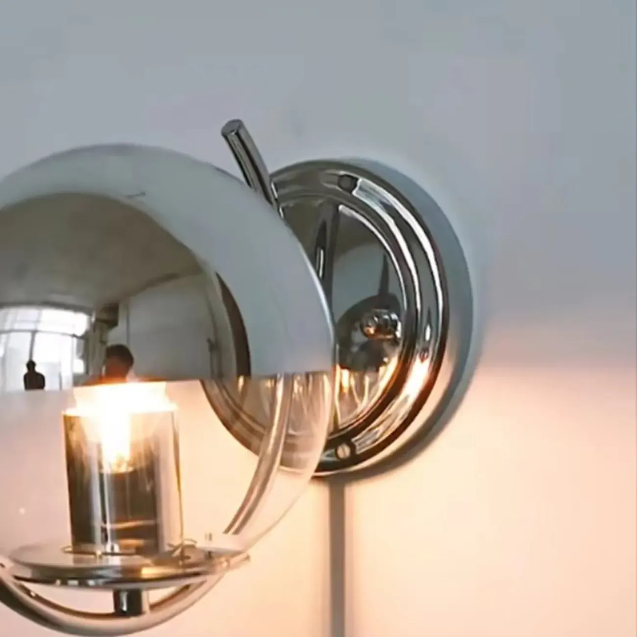 Modern Chrome Glass Globe Wall Light for Home Decor Image - 7