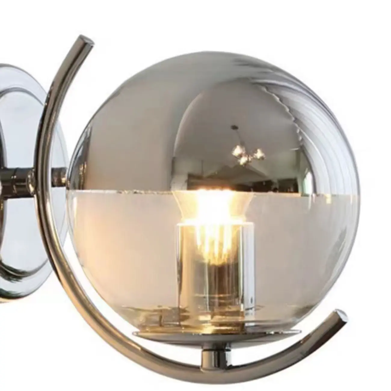 Modern Chrome Glass Globe Wall Light for Home Decor Image - 8 | homeyfad