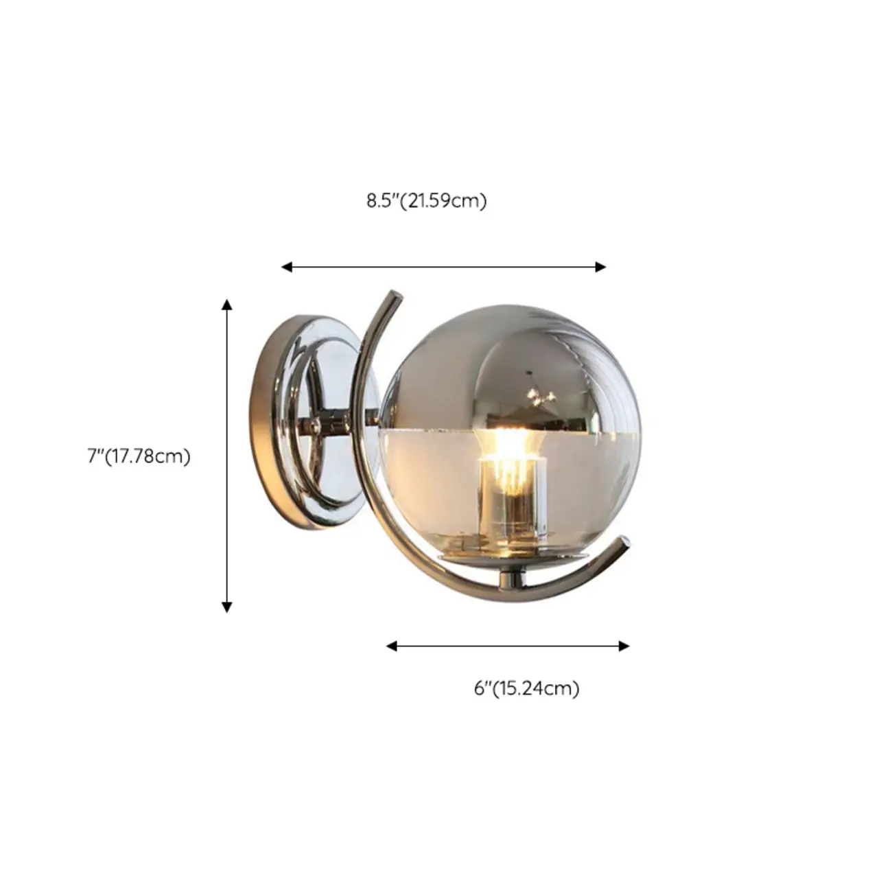 Modern Chrome Glass Globe Wall Light for Home Decor #size | homeyfad