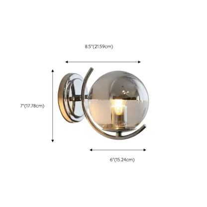 Modern Chrome Glass Globe Wall Light for Home Decor #size