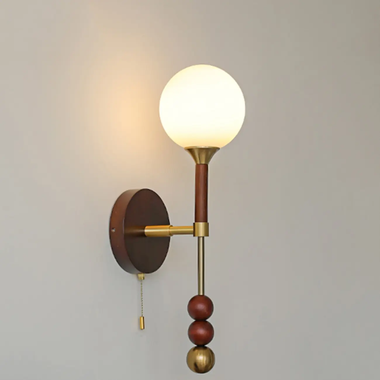 Modern Globe Black Wall Sconce with Pull Chain for Bedroom | homeyfad