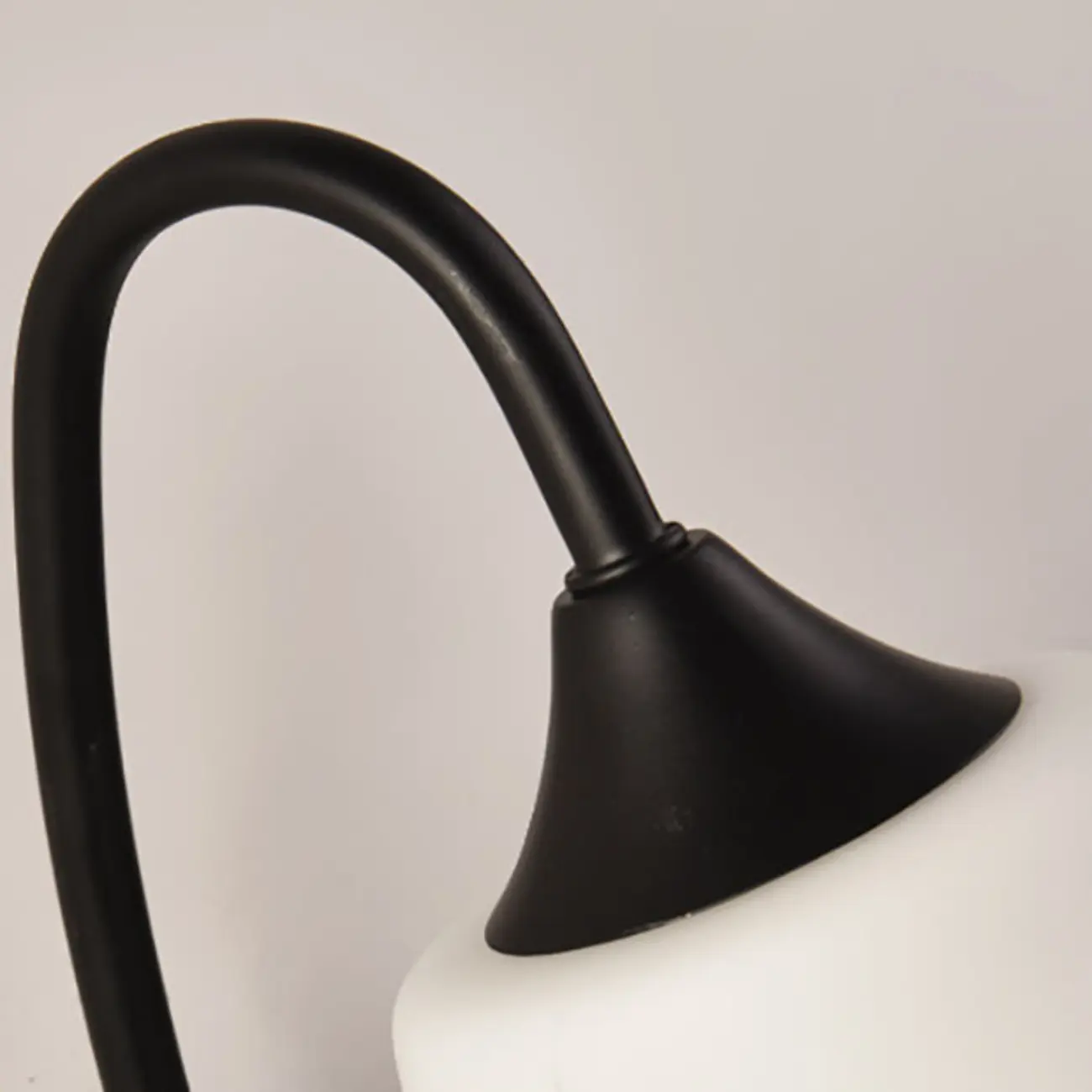 Simple Curved Black Metal Vanity Light with Glass Shade | homeyfad