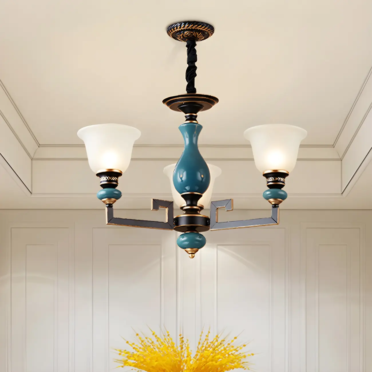 Black Ceramic Glass Geometric Chandelier Light | homeyfad