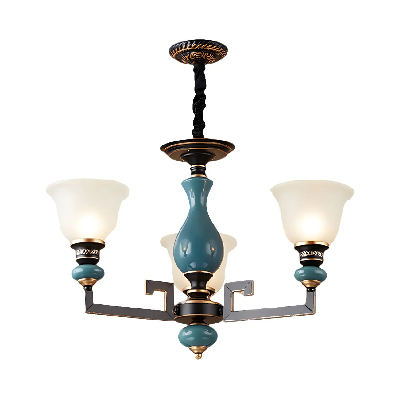 Black Ceramic Glass Geometric Chandelier Light | homeyfad