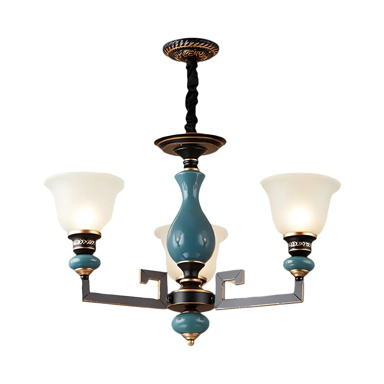 Black Ceramic Glass Geometric Chandelier Light