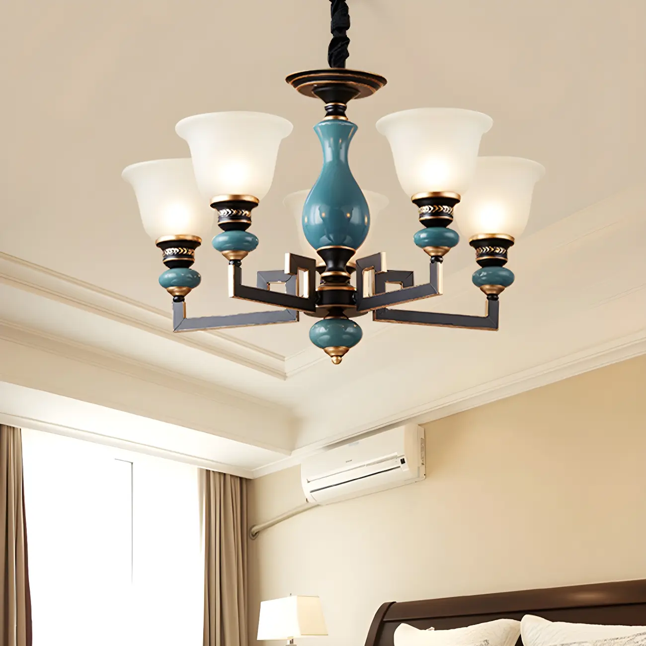 Black Ceramic Glass Geometric Chandelier Light | homeyfad