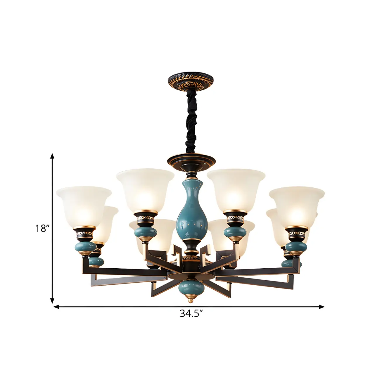 Black Ceramic Glass Geometric Chandelier Light | homeyfad