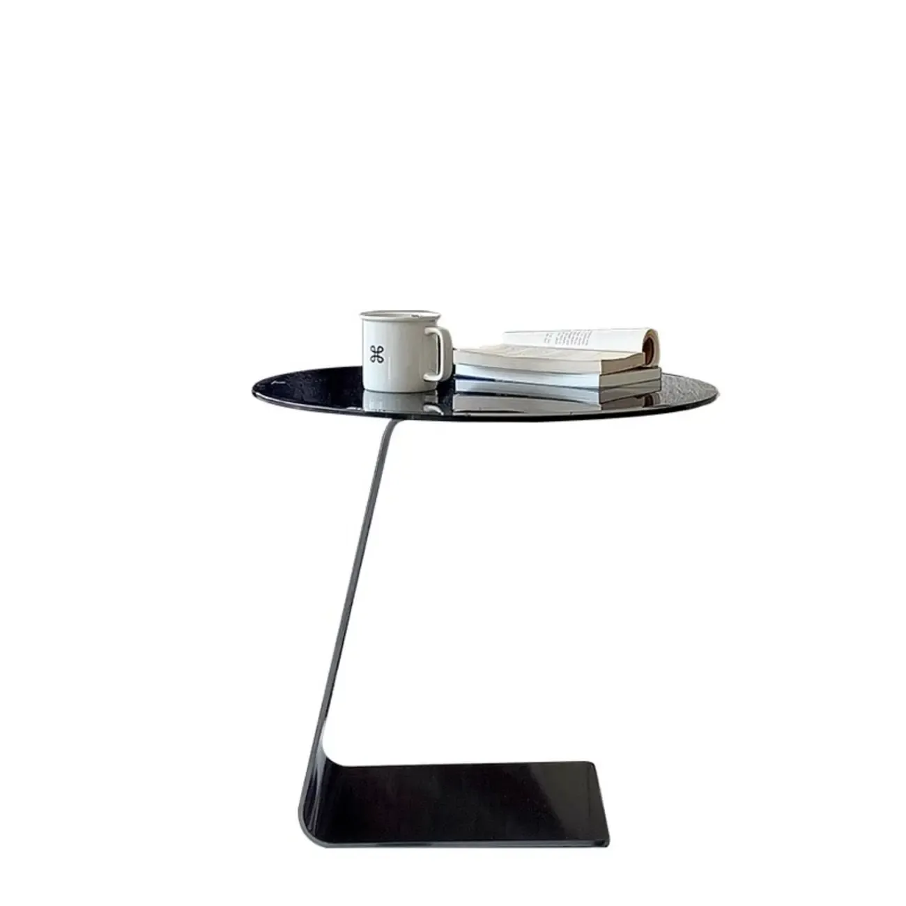 Classic Glass Round End Table with Acrylic Base for Living Room Image - 4