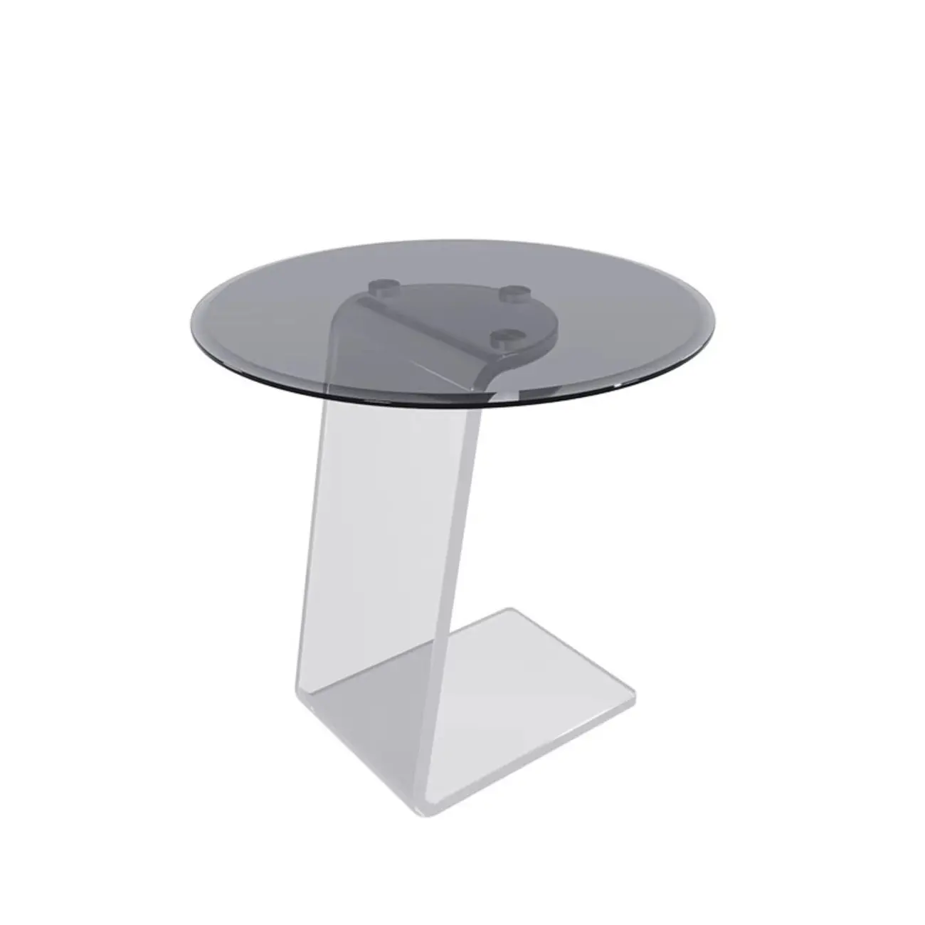 Classic Glass Round End Table with Acrylic Base for Living Room Image - 7 | homeyfad
