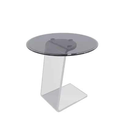Classic Glass Round End Table with Acrylic Base for Living Room Image - 7
