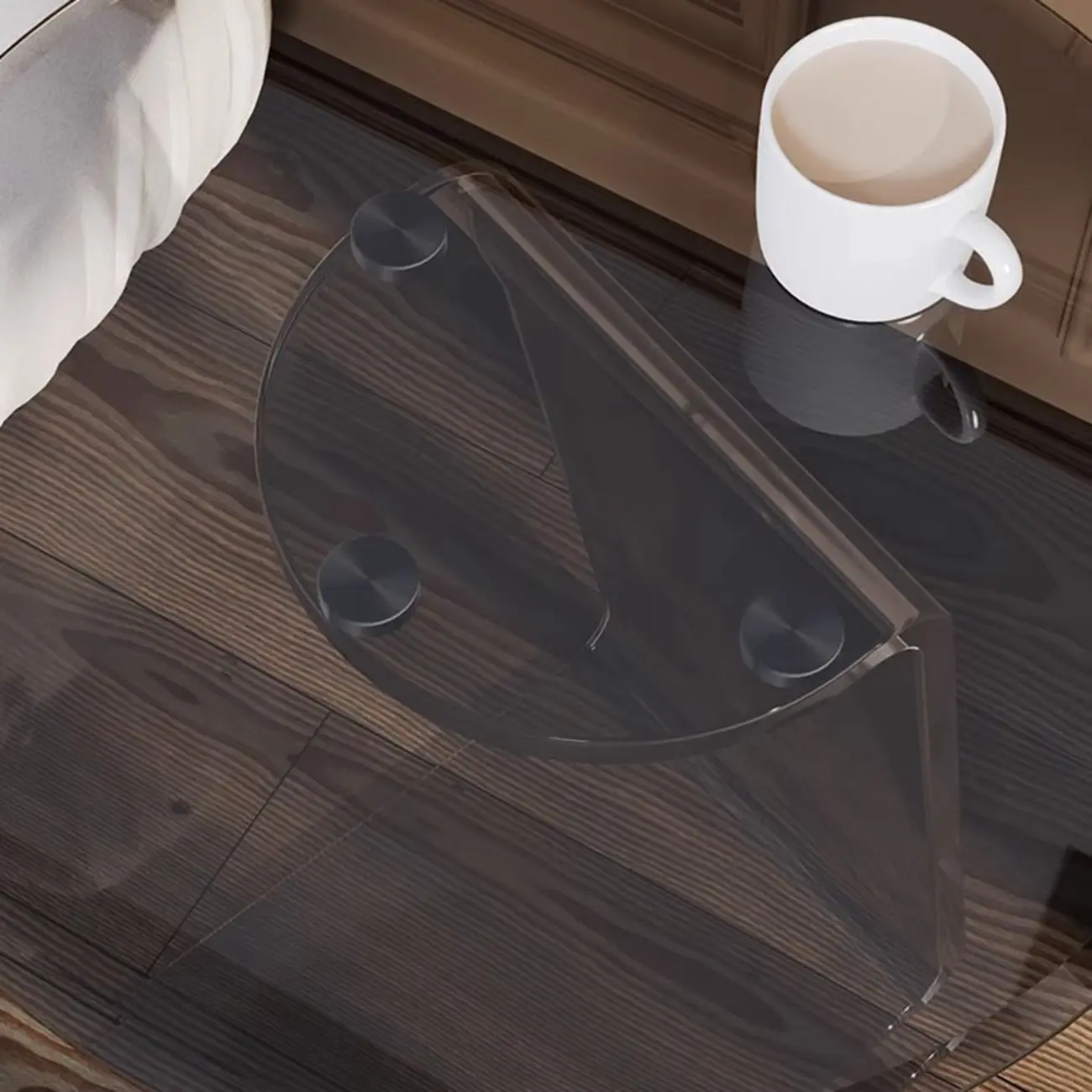 Classic Glass Round End Table with Acrylic Base for Living Room Image - 8 | homeyfad