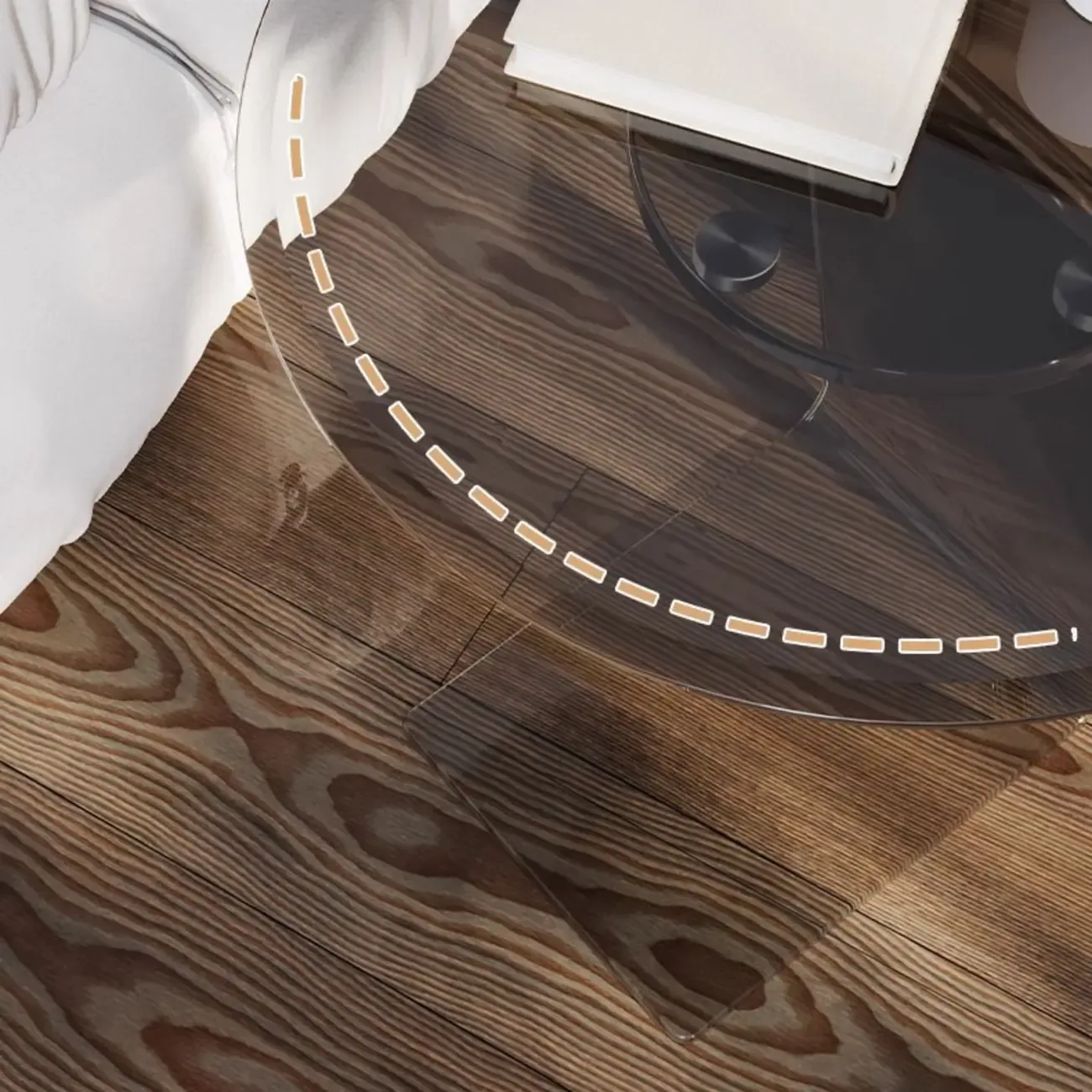 Classic Glass Round End Table with Acrylic Base for Living Room Image - 9