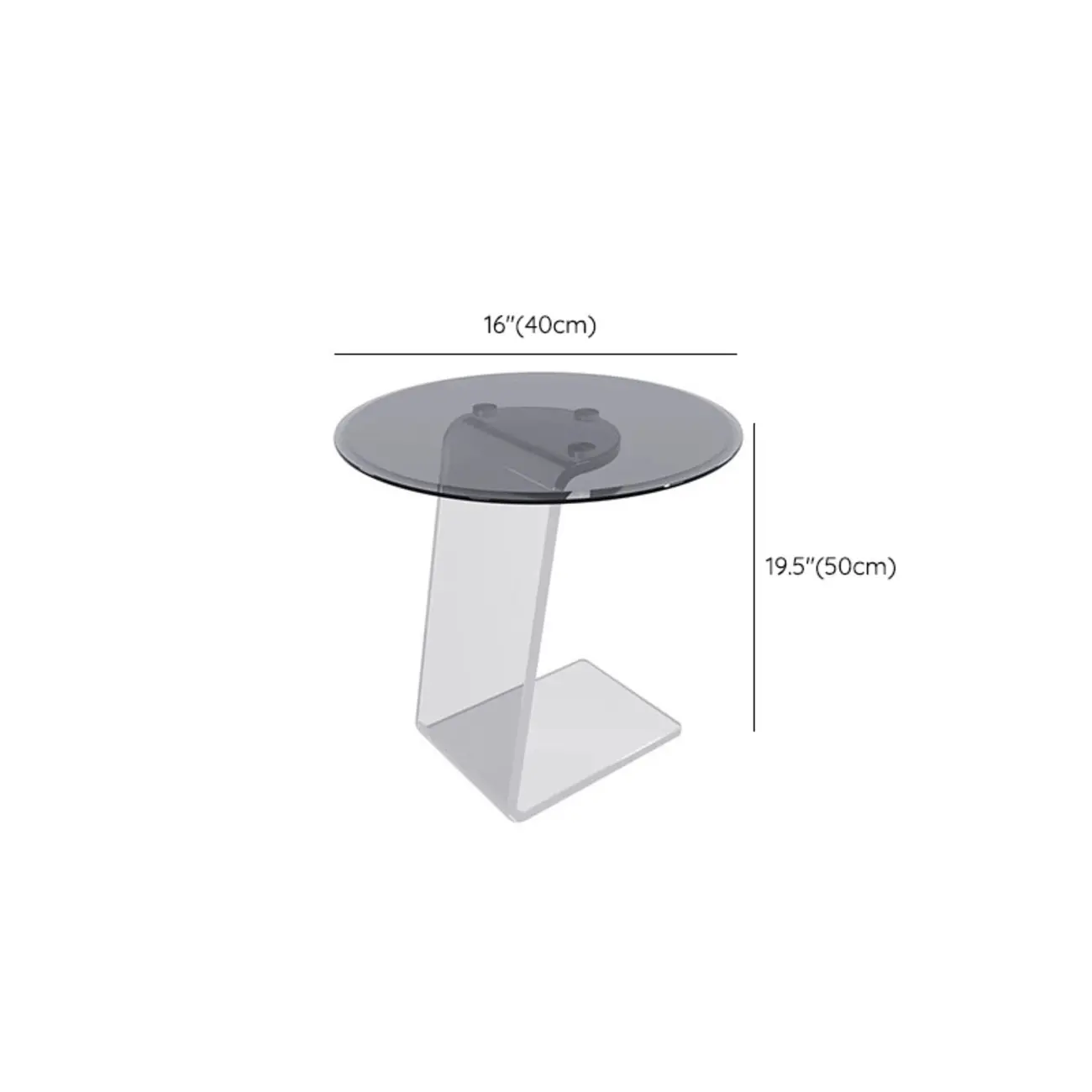 Classic Glass Round End Table with Acrylic Base for Living Room #size | homeyfad