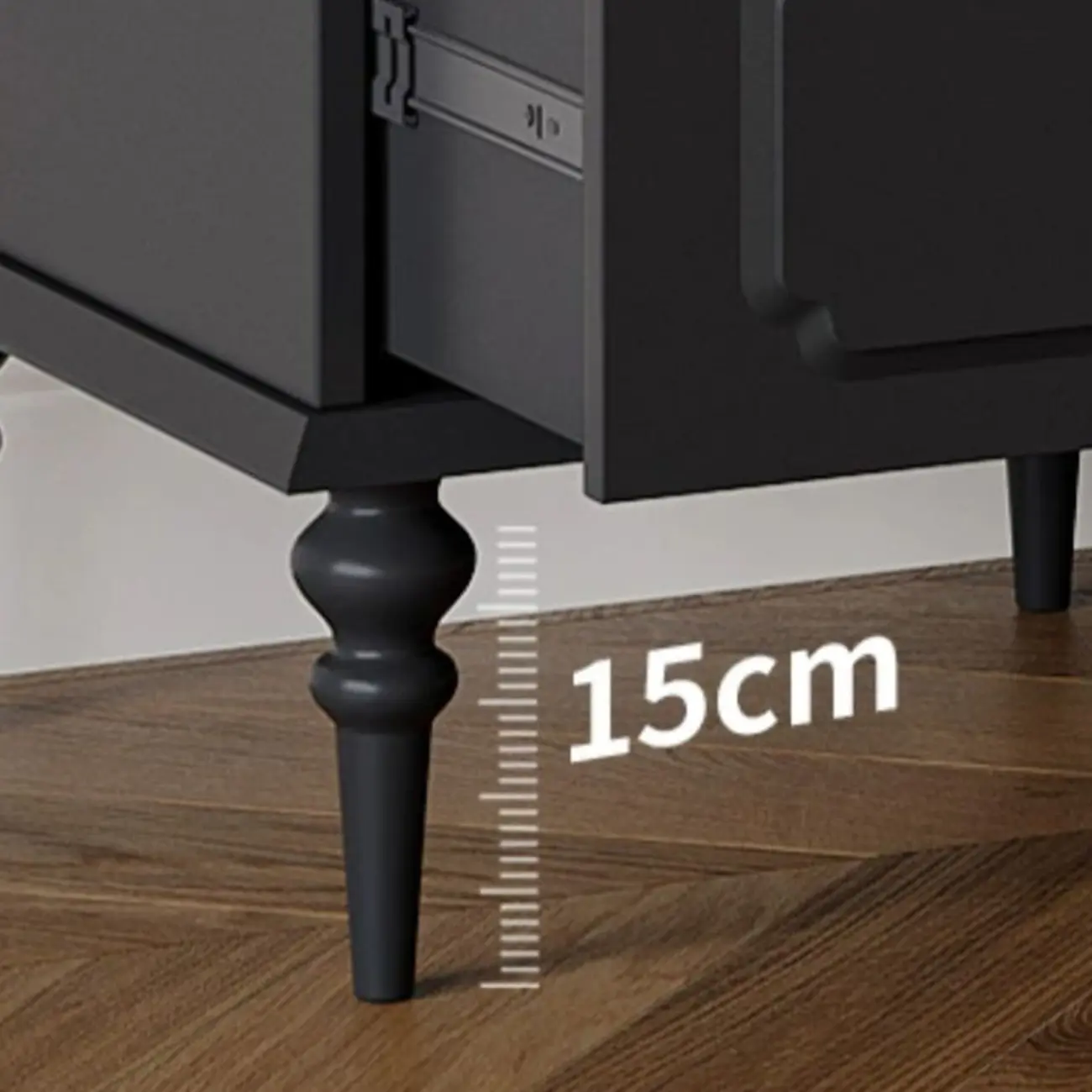 Classic Black Wooden Ribbed Glass Pane Storage Cabinet Image - 11 | homeyfad