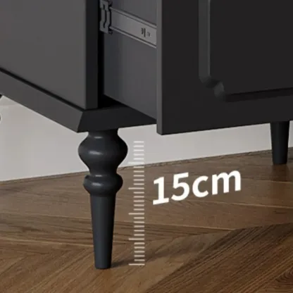 Classic Black Wooden Ribbed Glass Pane Storage Cabinet Image - 11