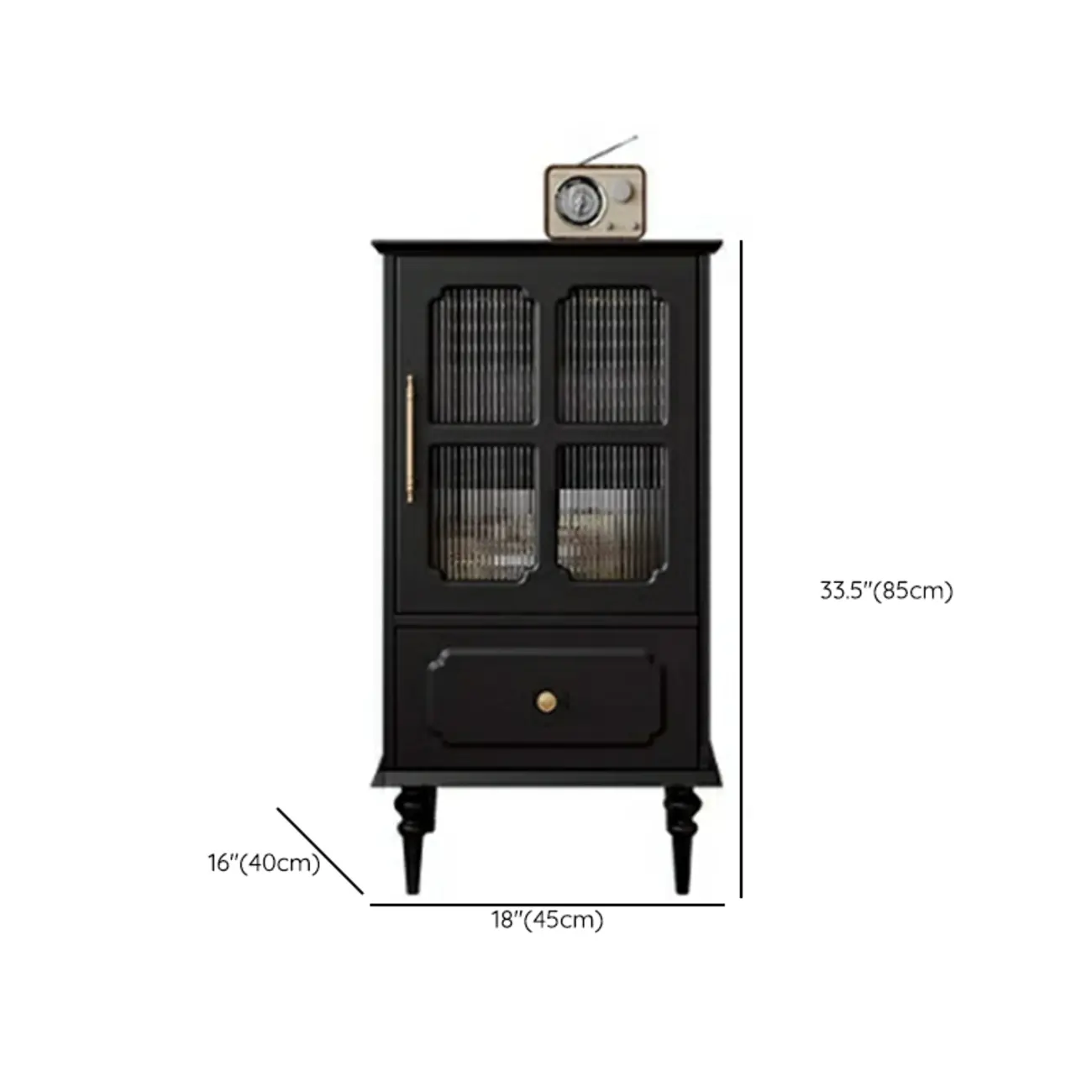 Classic Black Wooden Ribbed Glass Pane Storage Cabinet #size | homeyfad
