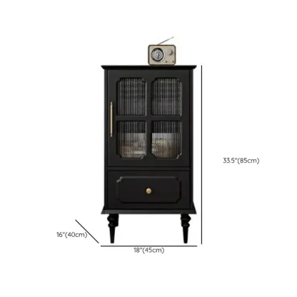 Classic Black Wooden Ribbed Glass Pane Storage Cabinet #size
