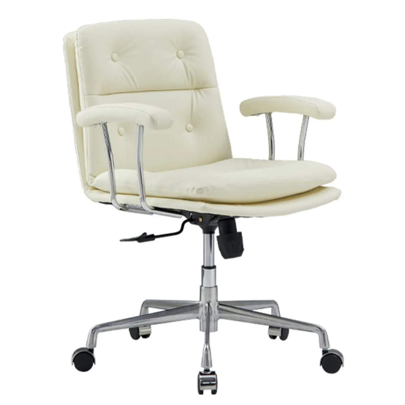 Contemporary White Leather Adjustable Swivel Office Chair Image - 5 | homeyfad