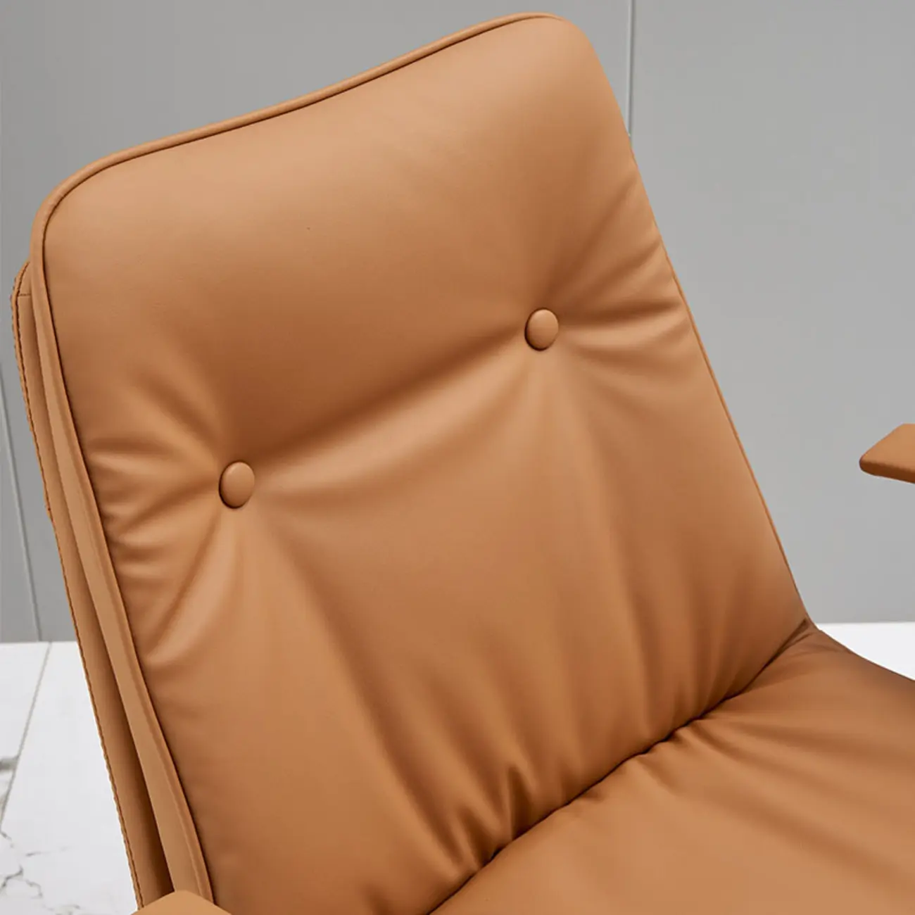 Contemporary White Leather Adjustable Swivel Office Chair Image - 8 | homeyfad