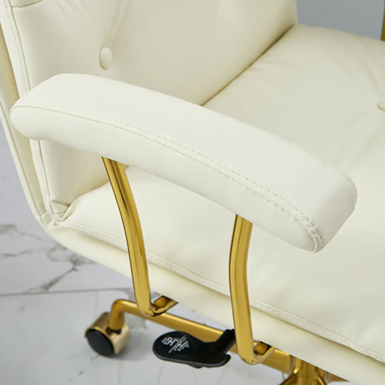 Contemporary White Leather Adjustable Swivel Office Chair Image - 7 | homeyfad