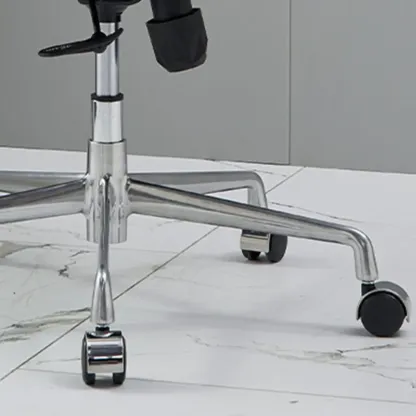 Contemporary White Leather Adjustable Swivel Office Chair Image - 10