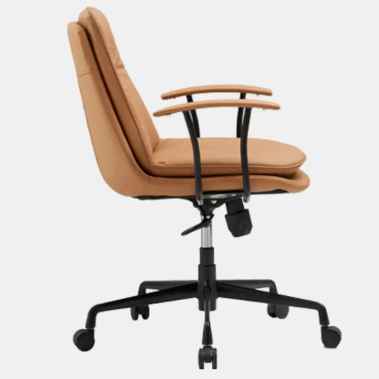 Contemporary White Leather Adjustable Swivel Office Chair Image - 12