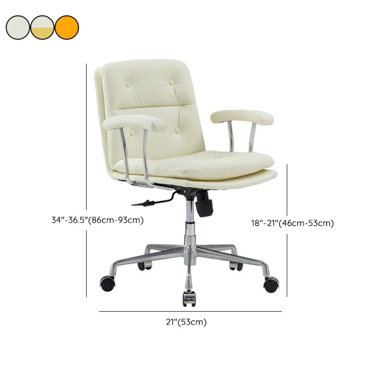 Contemporary White Leather Adjustable Swivel Office Chair #size | homeyfad