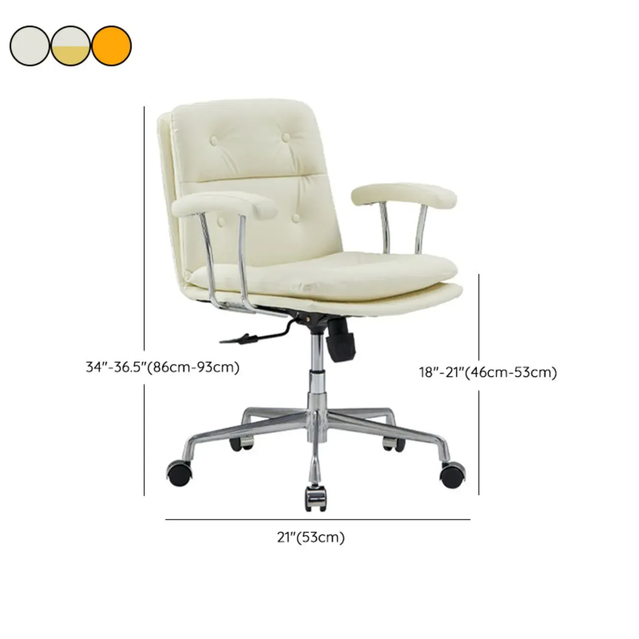 Contemporary White Leather Adjustable Swivel Office Chair #size