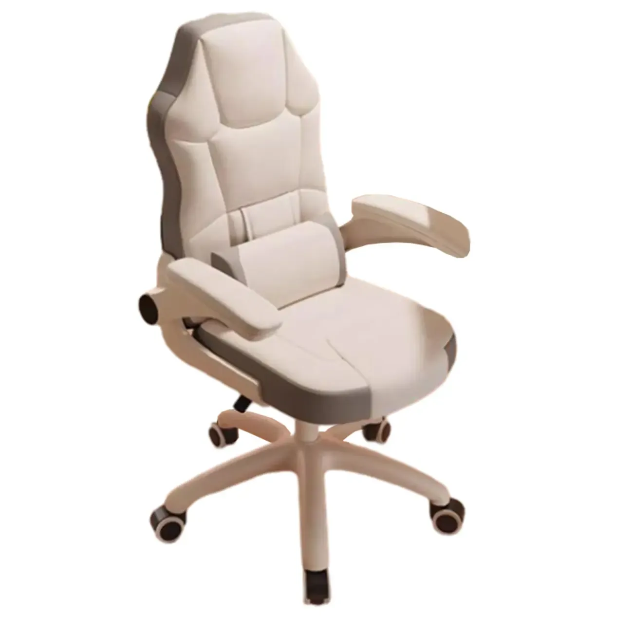 Modern Grey White Leather Adjustable Swivel Office Chair Image - 10