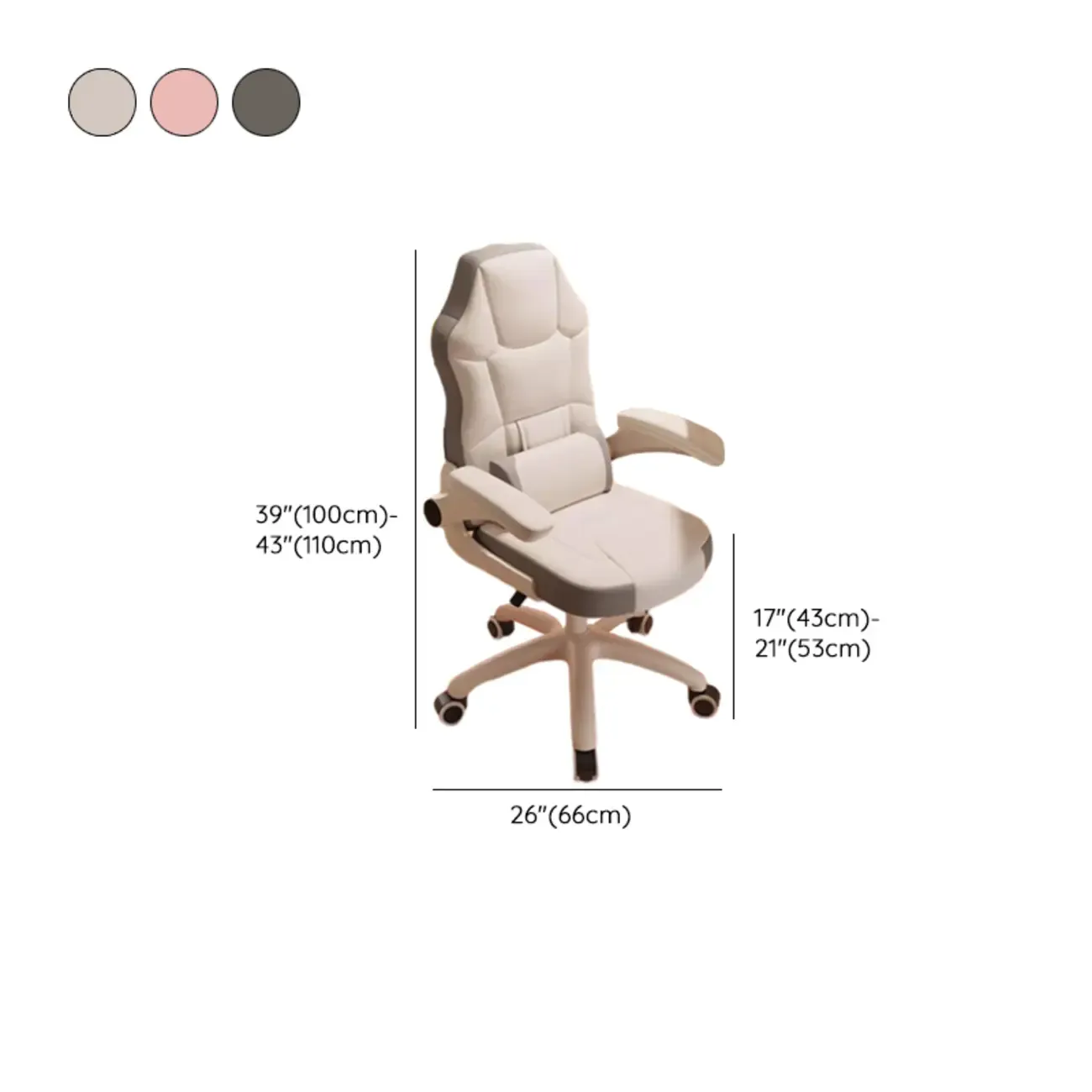 Modern Grey White Leather Adjustable Swivel Office Chair #size