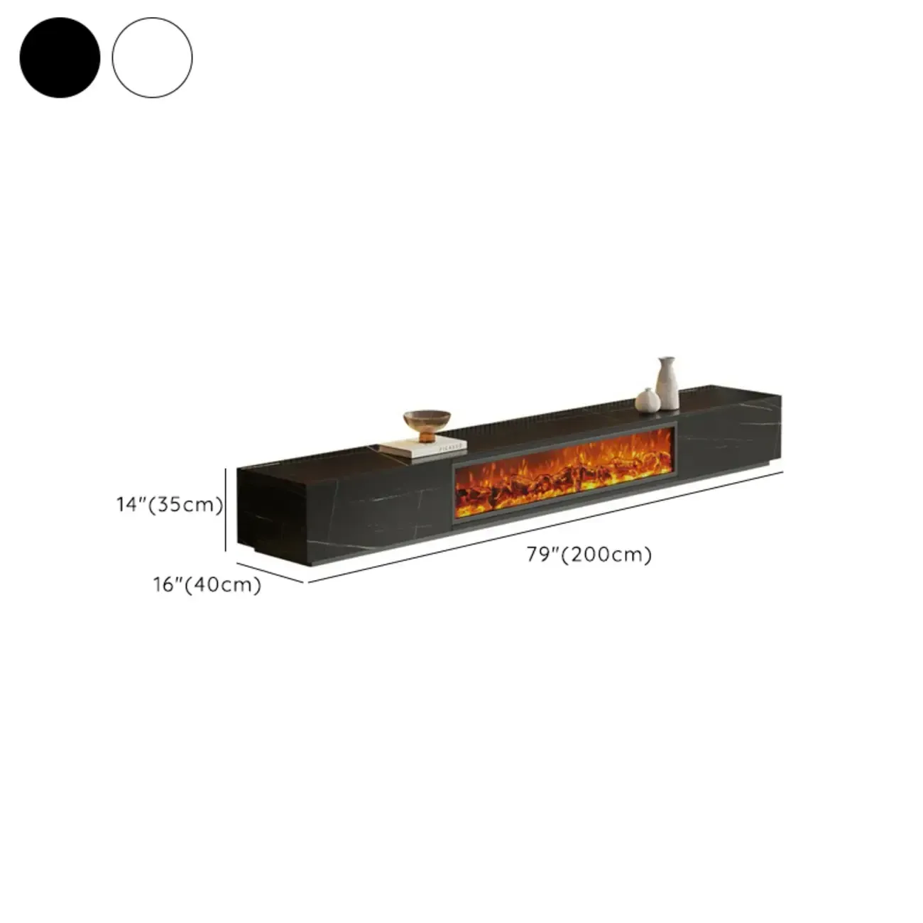 Elegant Stone TV Stand with Fireplace for Living Room Image - 12