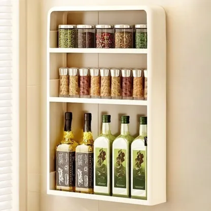 Simplistic Ivory Rectangle Wall Hung Storage Shelf 3 Tiers/2 Tiers with Drawer & Hooks Image - 11