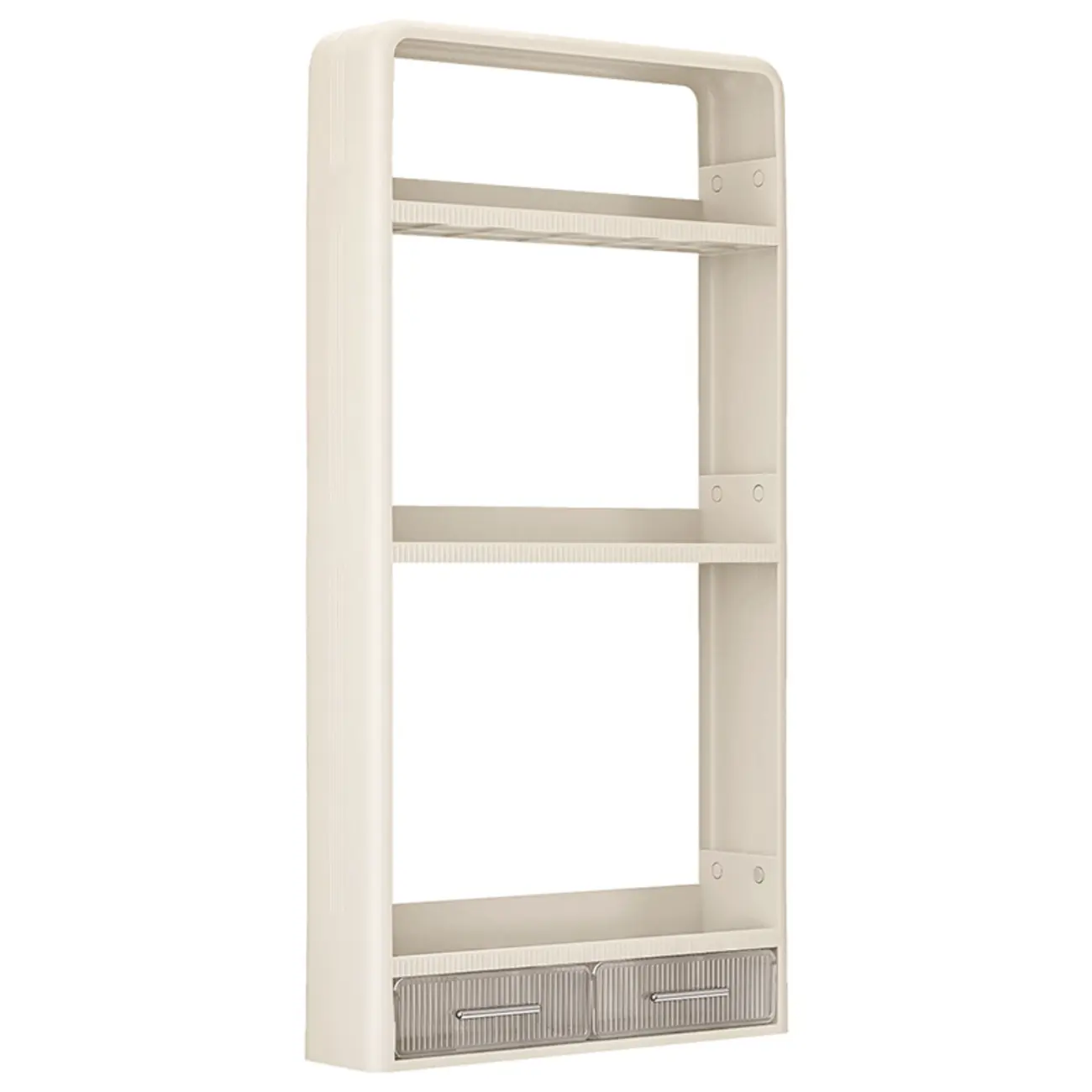 Simplistic Ivory Rectangle Wall Hung Storage Shelf 3 Tiers/2 Tiers with Drawer & Hooks Image - 18 | homeyfad
