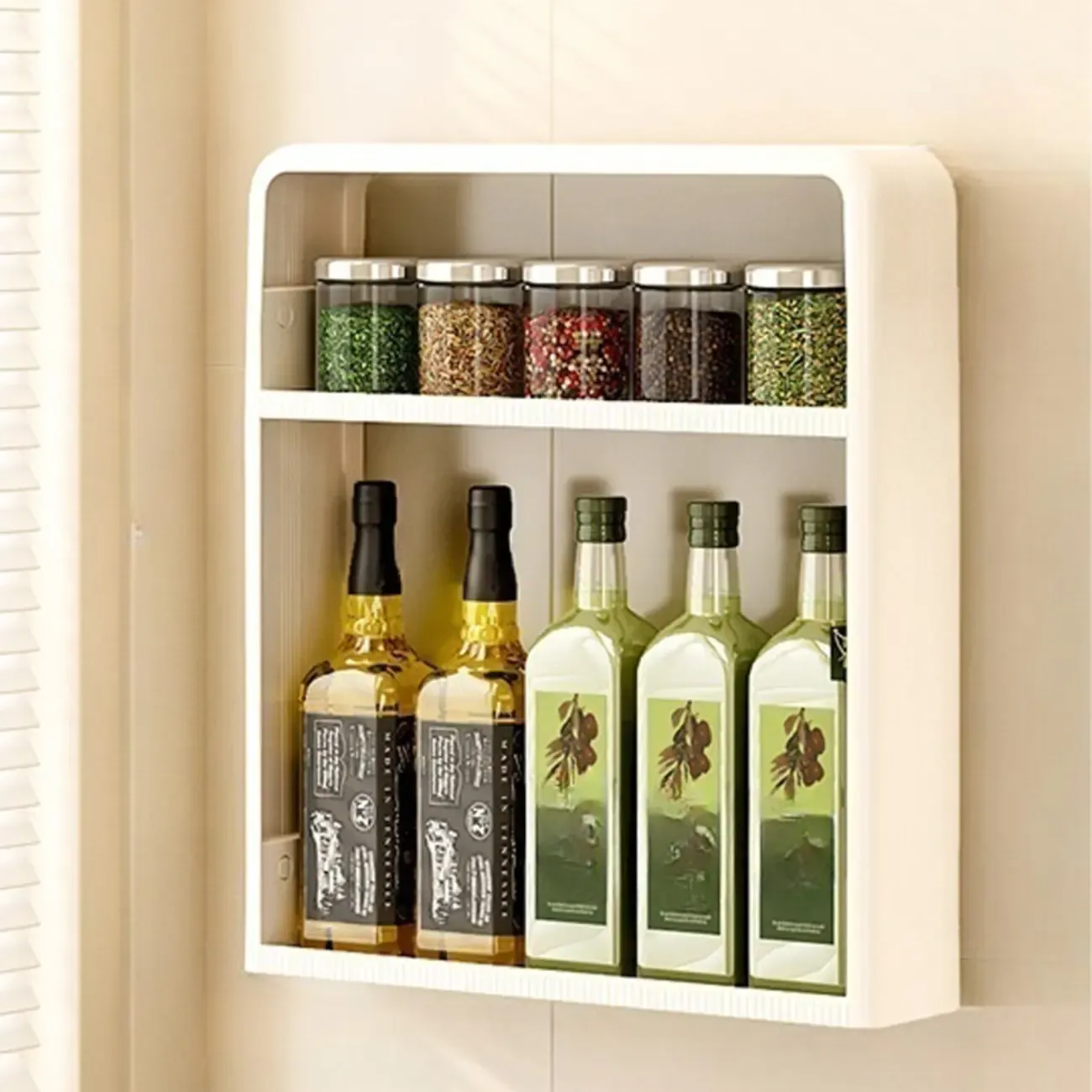 Kitchen Plastic Wall-Mounted Storage Racks with Hooks & Drawer | HomeyFad