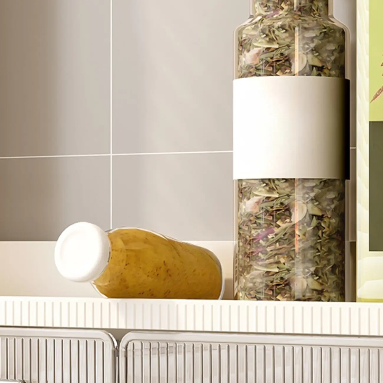 Simplistic Ivory Rectangle Wall Hung Storage Shelf 3 Tiers/2 Tiers with Drawer & Hooks Image - 14 | homeyfad