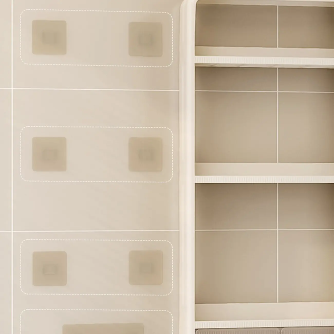 Simplistic Ivory Rectangle Wall Hung Storage Shelf 3 Tiers/2 Tiers with Drawer & Hooks Image - 17 | homeyfad