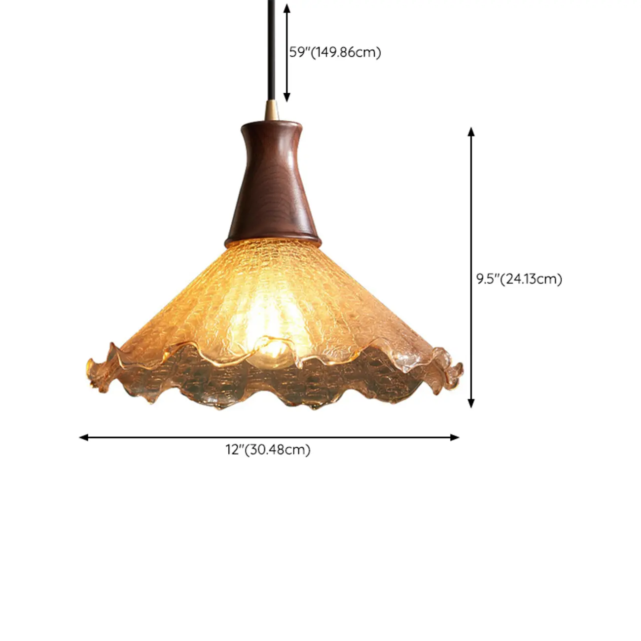 Modern 59" Glass Wood Pendant Hanging Light Fixture  #size