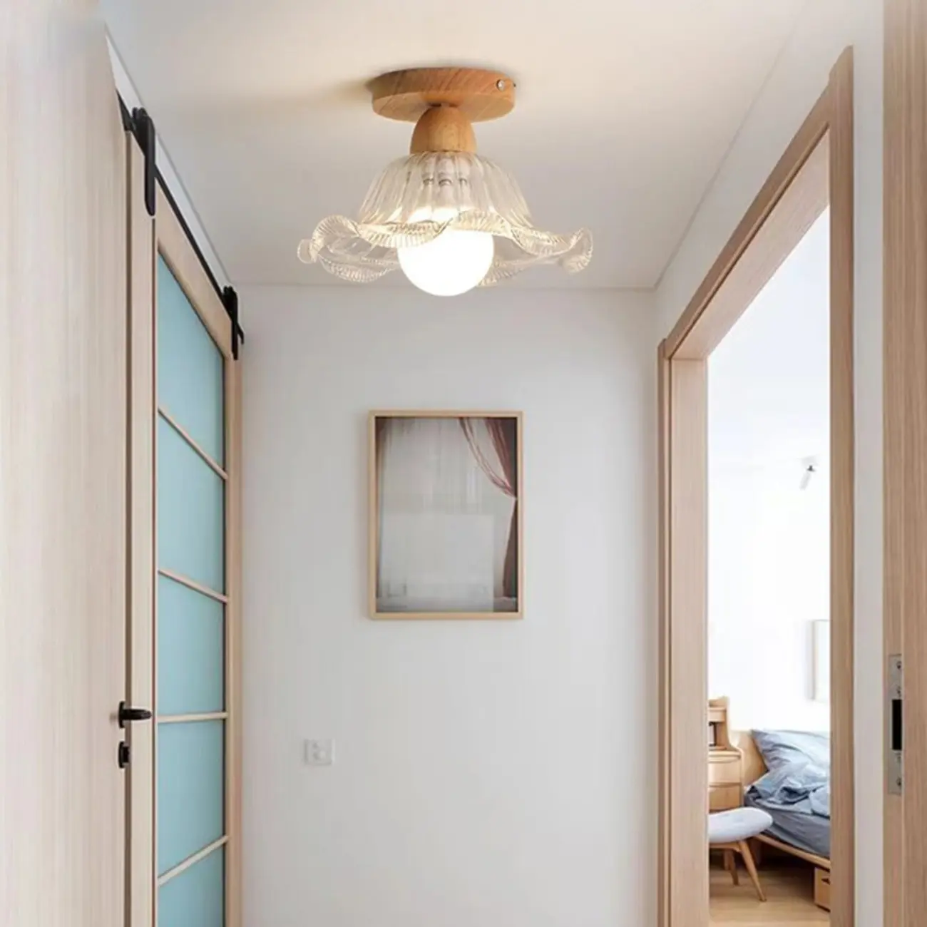 Mini Modern Glass Semi Flush Ceiling Light for Hallway Decor Image - 1 | homeyfad