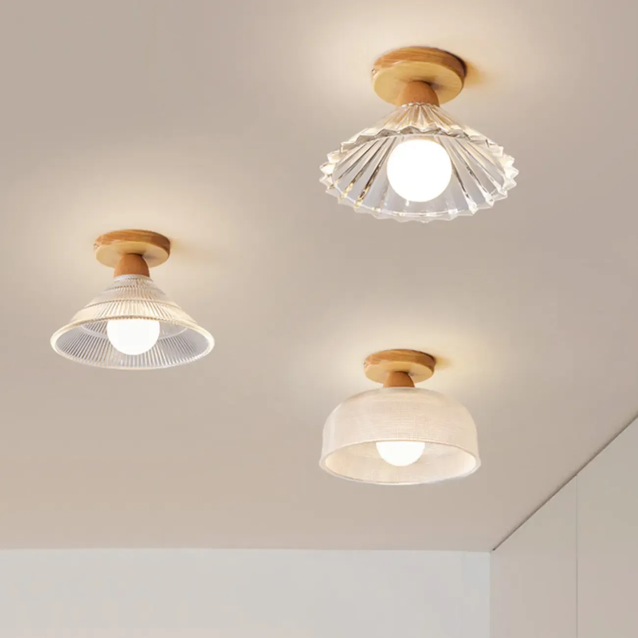 Mini Modern Glass Semi Flush Ceiling Light for Hallway Decor Image - 8