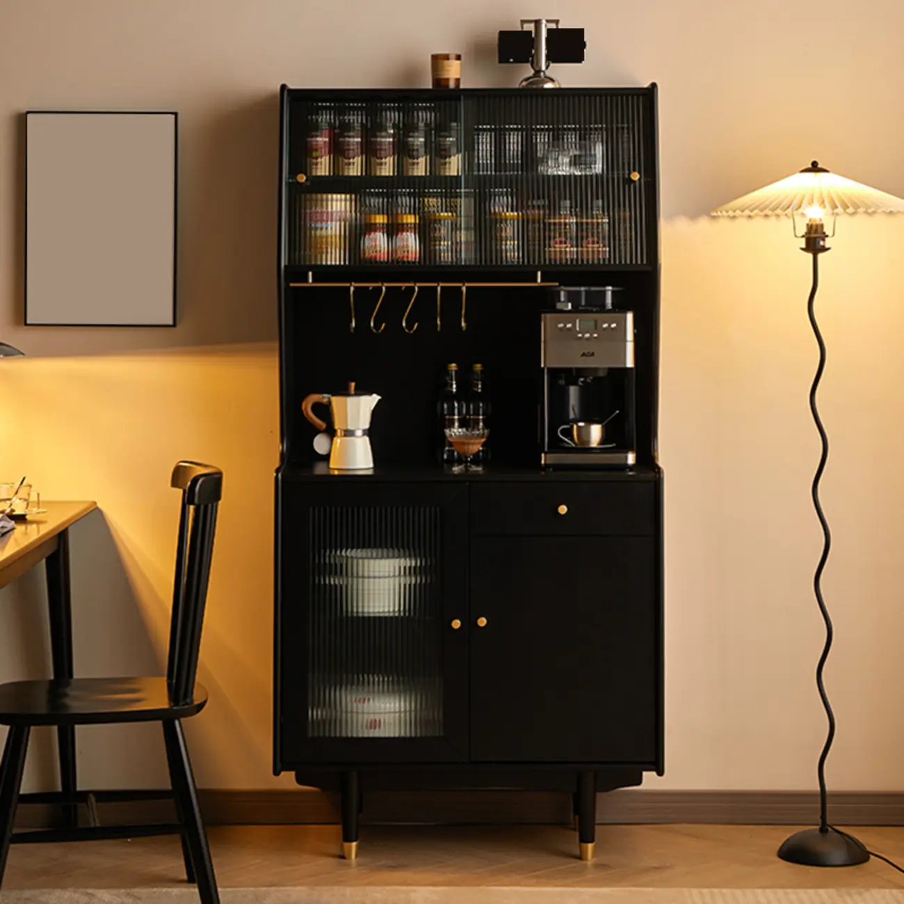 Modern Espresso Wood Versatile Kitchen Cabinet Image - 2 | homeyfad