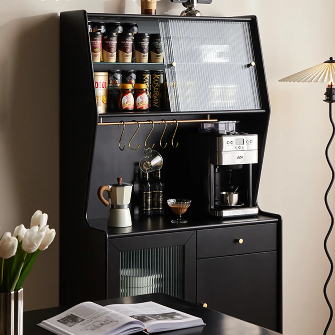 Modern Espresso Wood Versatile Kitchen Cabinet Image - 6 | homeyfad