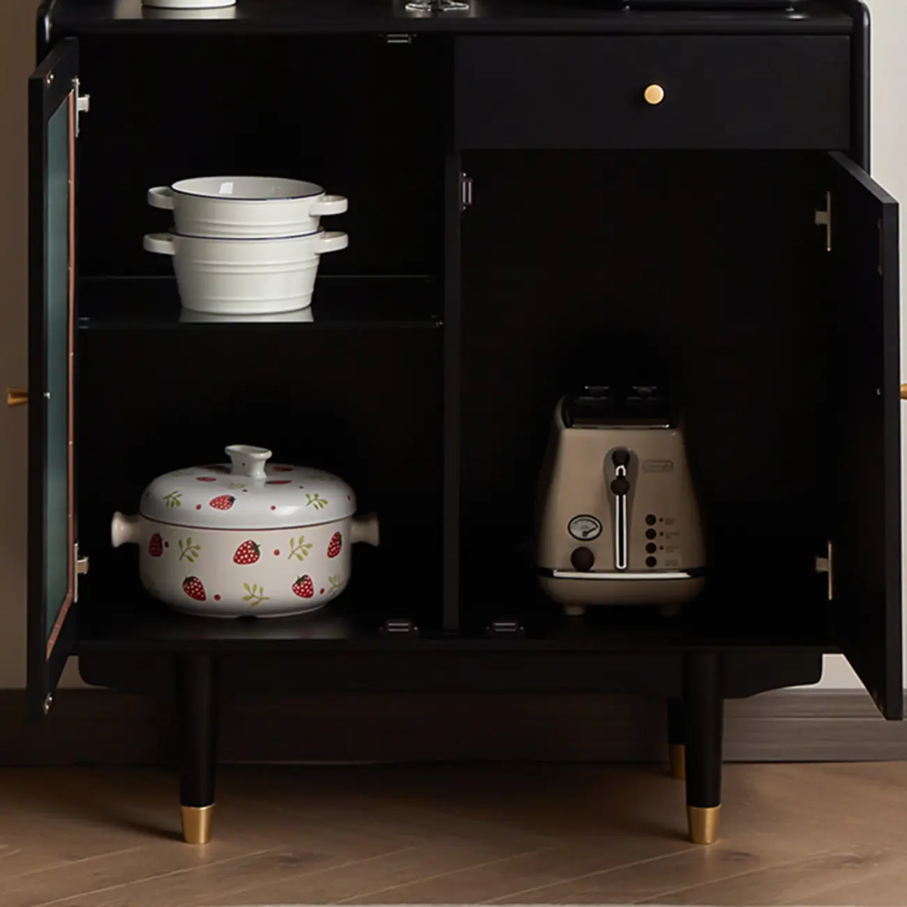 Modern Espresso Wood Versatile Kitchen Cabinet Image - 8 | homeyfad