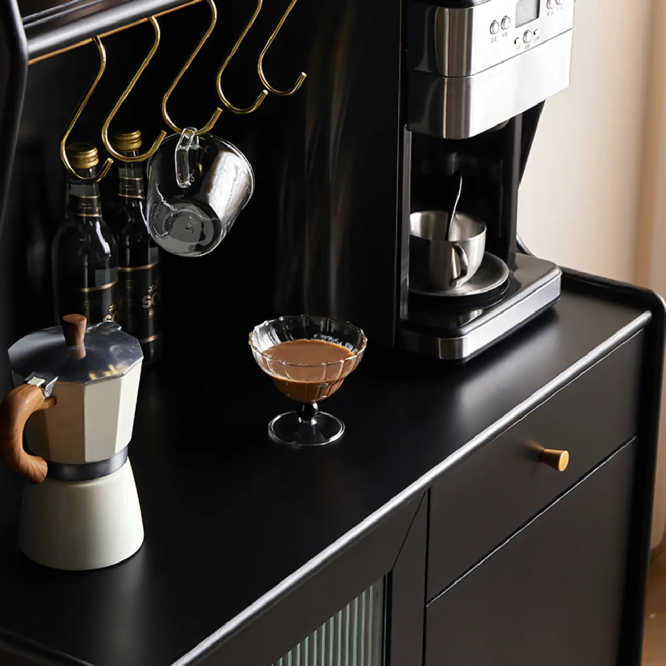 Modern Espresso Wood Versatile Kitchen Cabinet Image - 10 | homeyfad