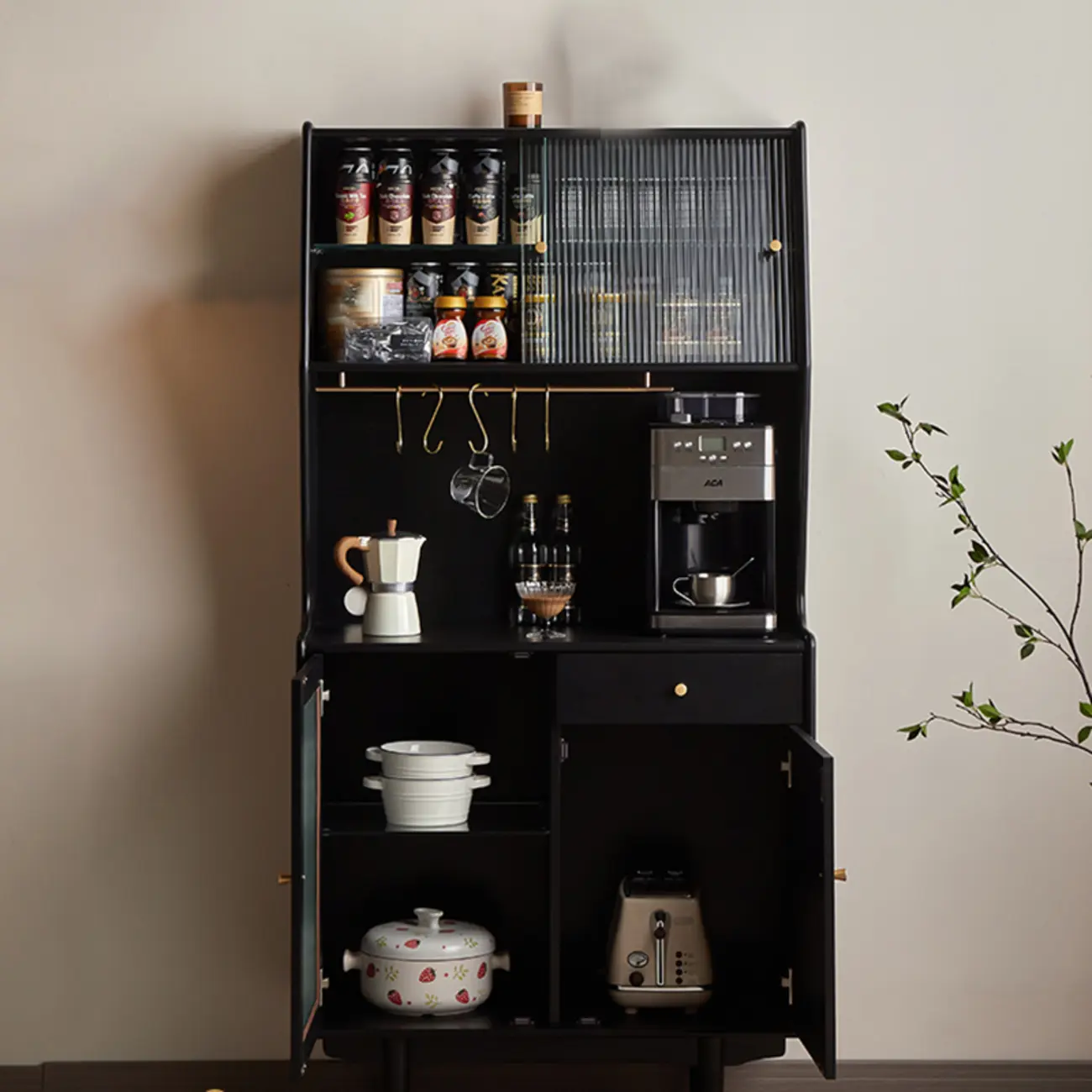 Modern Espresso Wood Versatile Kitchen Cabinet Image - 16 | homeyfad