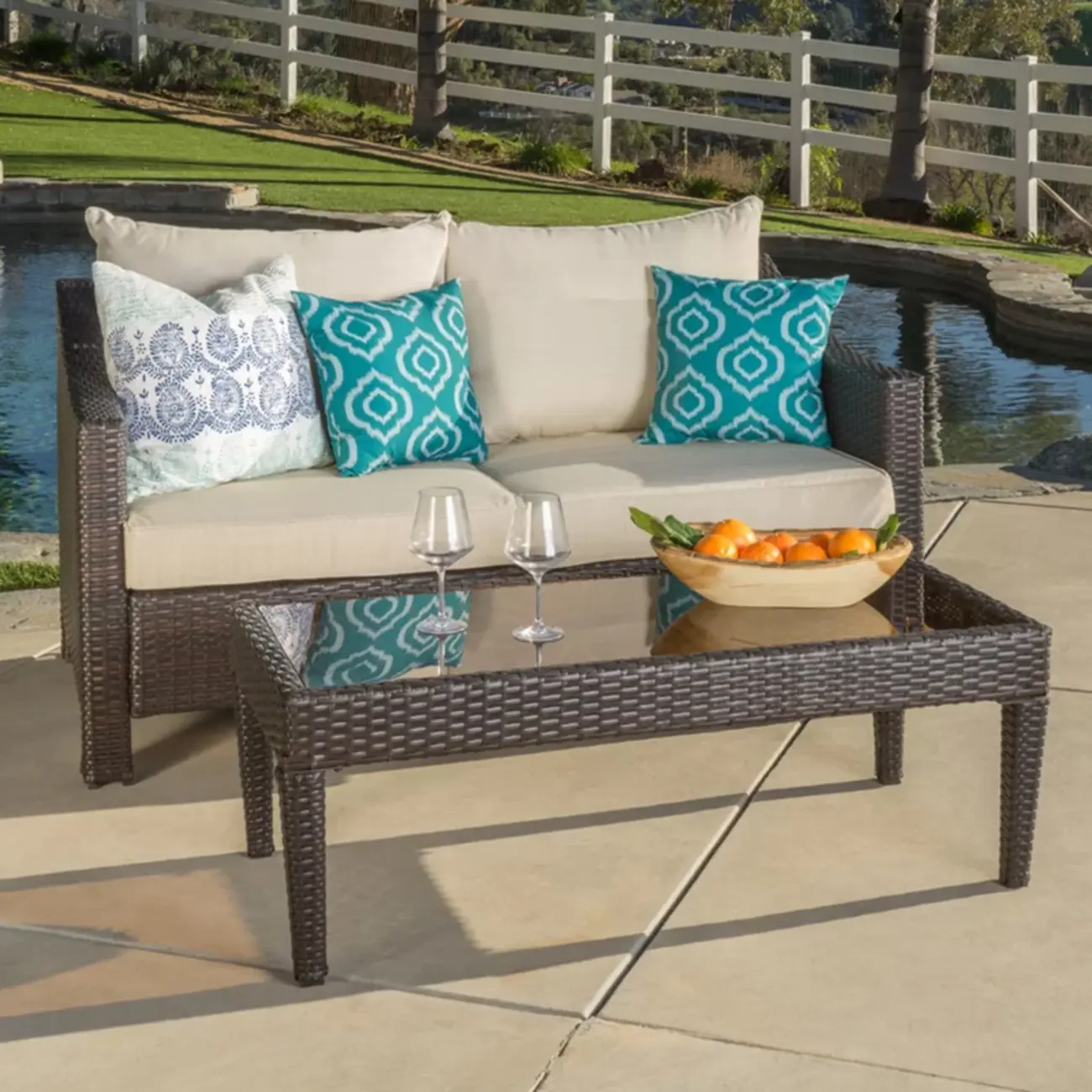 Modern Patio Rattan Loveseat with UV Resistant Image - 1 | homeyfad