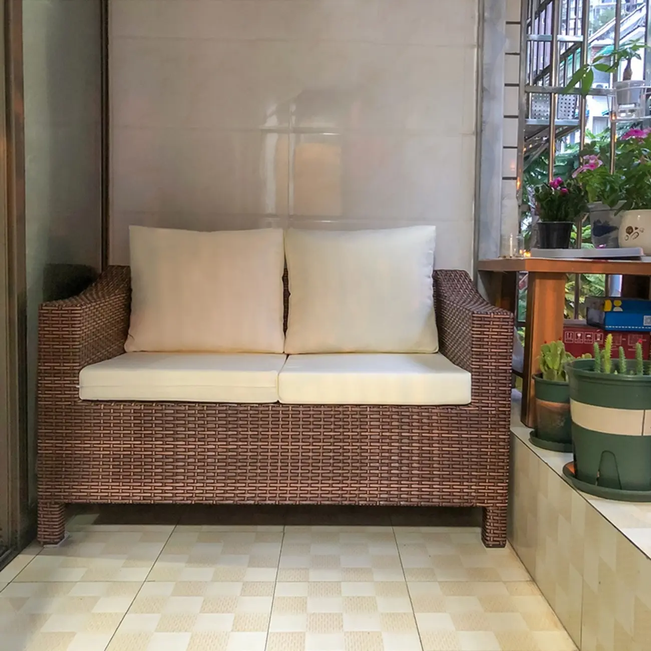 Modern Patio Rattan Loveseat with UV Resistant Image - 2 | homeyfad