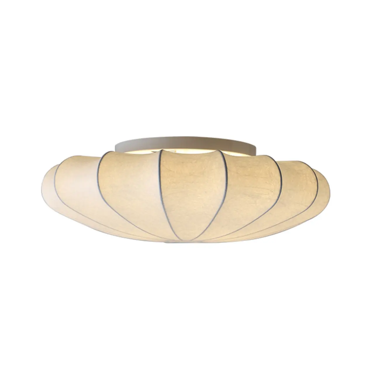 Modern Semi Flush Ceiling Light with Ivory Silk Shade Image - 2 | homeyfad
